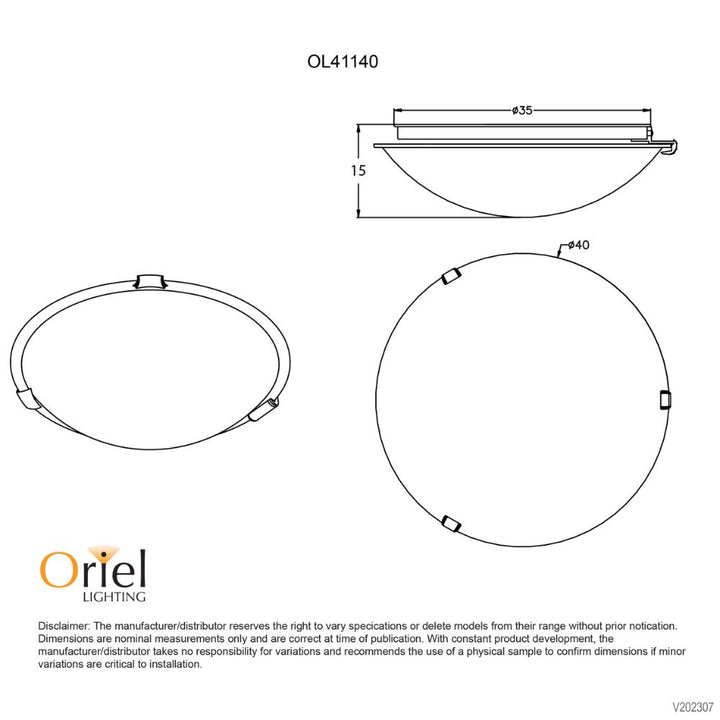 Oriel REMO - 25W Oyster Light with White Clips Twin-Oriel Lighting-Ozlighting.com.au