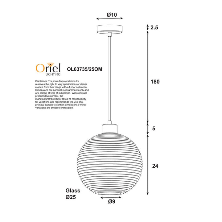 Oriel TWILLO - 1 Light Pendant-Oriel Lighting-Ozlighting.com.au