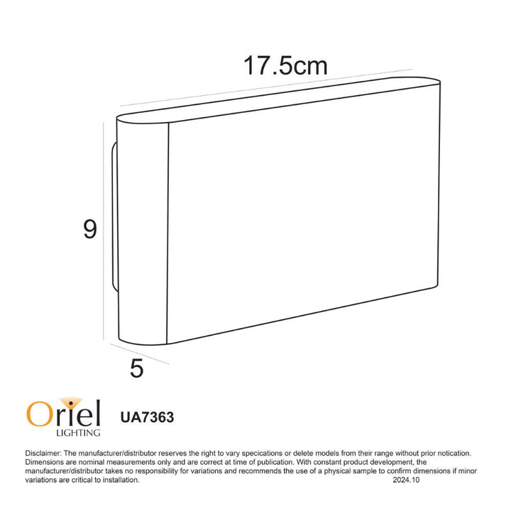 Oriel WASH - 2x6W Up/Down LED Wall Light-Oriel Lighting-Ozlighting.com.au