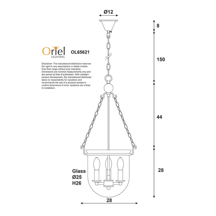 Oriel WESTON - 3 Light Pendant-Oriel Lighting-Ozlighting.com.au