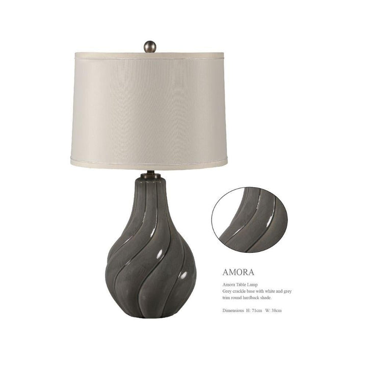 RHA AMORA - Grey Crackle Swirl Ceramic Table Lamp-RHA-Ozlighting.com.au