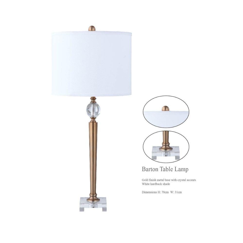 RHA BARTON - Gold Metal And Crystal Table Lamp-RHA-Ozlighting.com.au