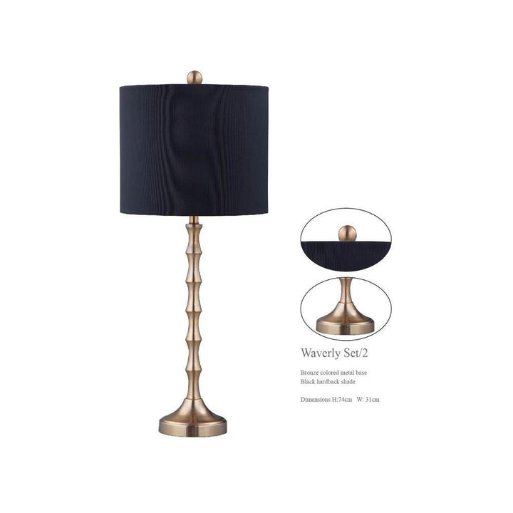 RHA WAVERLY - Bronze Metal Column Table Lamp 2pcs Package Offer-RHA-Ozlighting.com.au