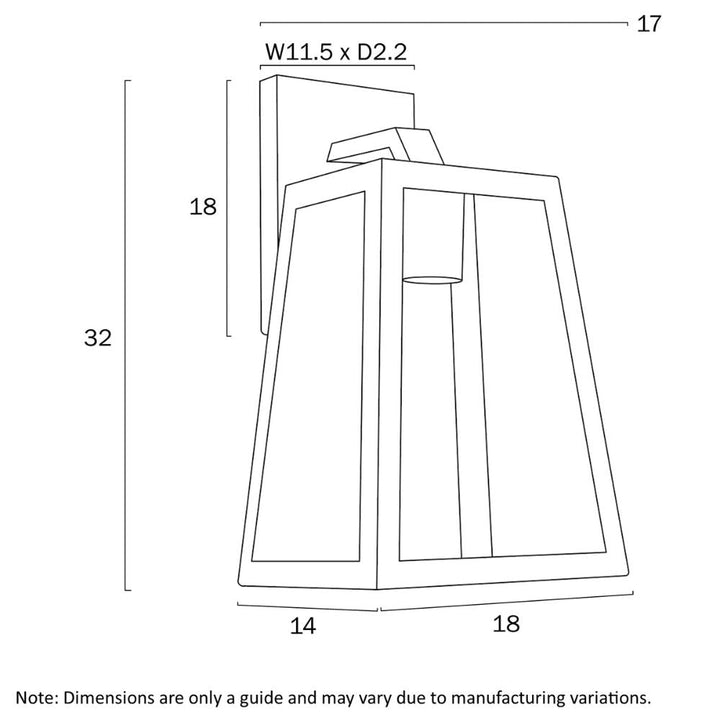 Telbix COSCA 180 - 25W Exterior Wall Lamp-Telbix-Ozlighting.com.au