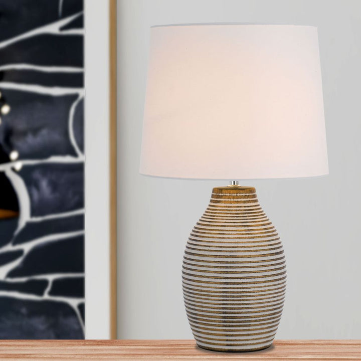 Telbix EARTH - Concentric Patterned Ceramic Table Lamp-Telbix-Ozlighting.com.au