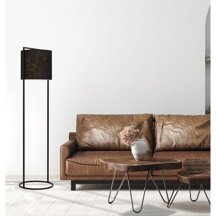 Telbix LOFTUS - Modern-Industrial Boxed Iron & Linen Floor Lamp-Telbix-Ozlighting.com.au