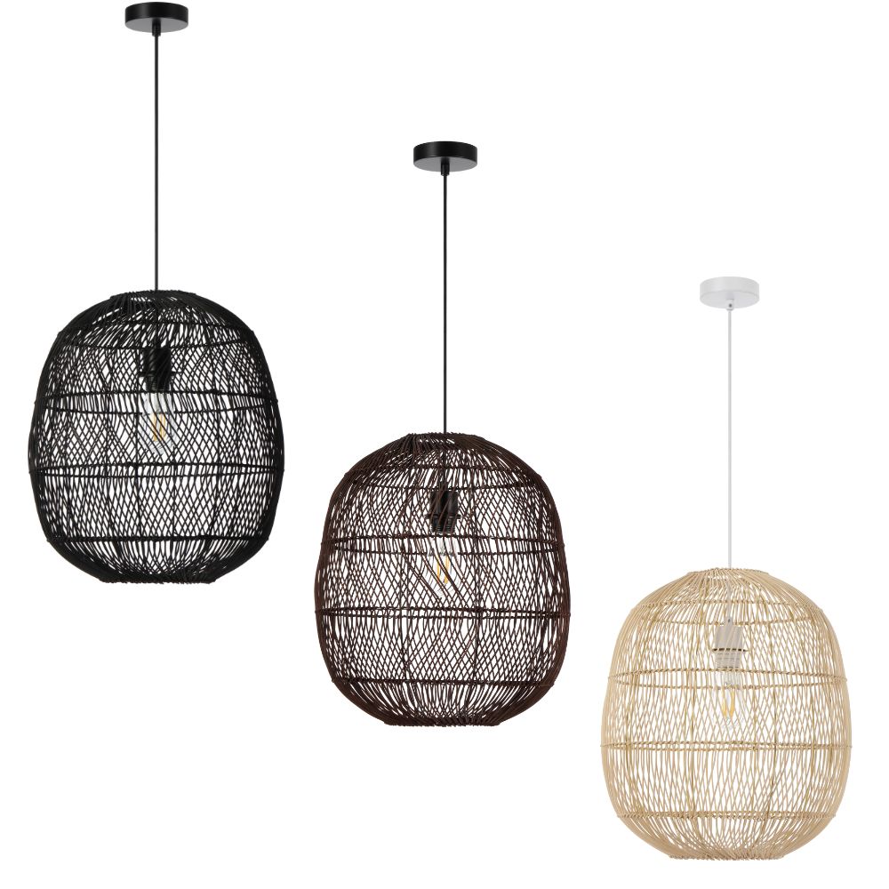 Telbix RANA 40 - 1 Light Rattan Pendant-Telbix-Ozlighting.com.au