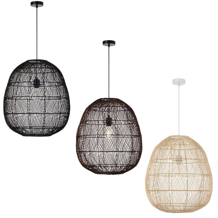 Telbix RANA 50 - 1 Light Rattan Pendant-Telbix-Ozlighting.com.au