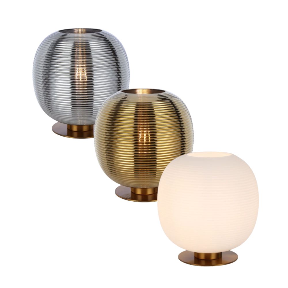 Telbix VIKEN - Mouth Blown Concentric Ribbed Glass Table Lamp-Telbix-Ozlighting.com.au