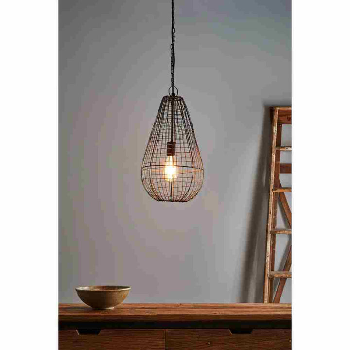 Zaffero CRAY - Antique Copper Open Wire Weave Teardrop Pendant-Zaffero-Ozlighting.com.au