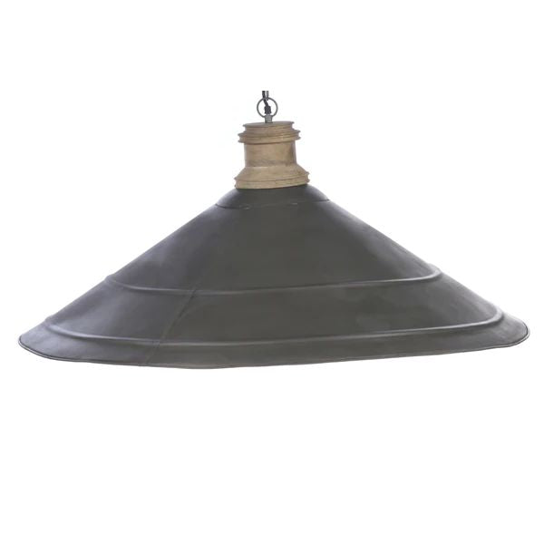 Zaffero HUDSON - Antique Zinc & Wood Extra Large Iron Dish Pendant-Zaffero-Ozlighting.com.au