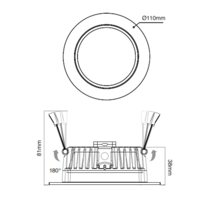 Atom AT9012 - 12W LED Tri-Colour Dimmable Round Deep Face Downlight IP44-Atom Lighting-Ozlighting.com.au