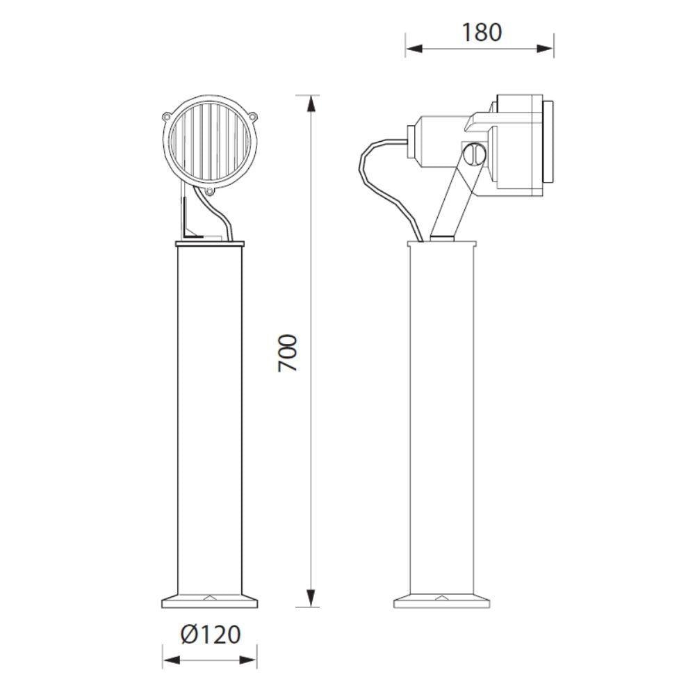 Boluce BL-1088 SPARK-1 - Exterior 700mm Bollard Light With PAR30 Spotlight IP55 Silver-Boluce-Ozlighting.com.au