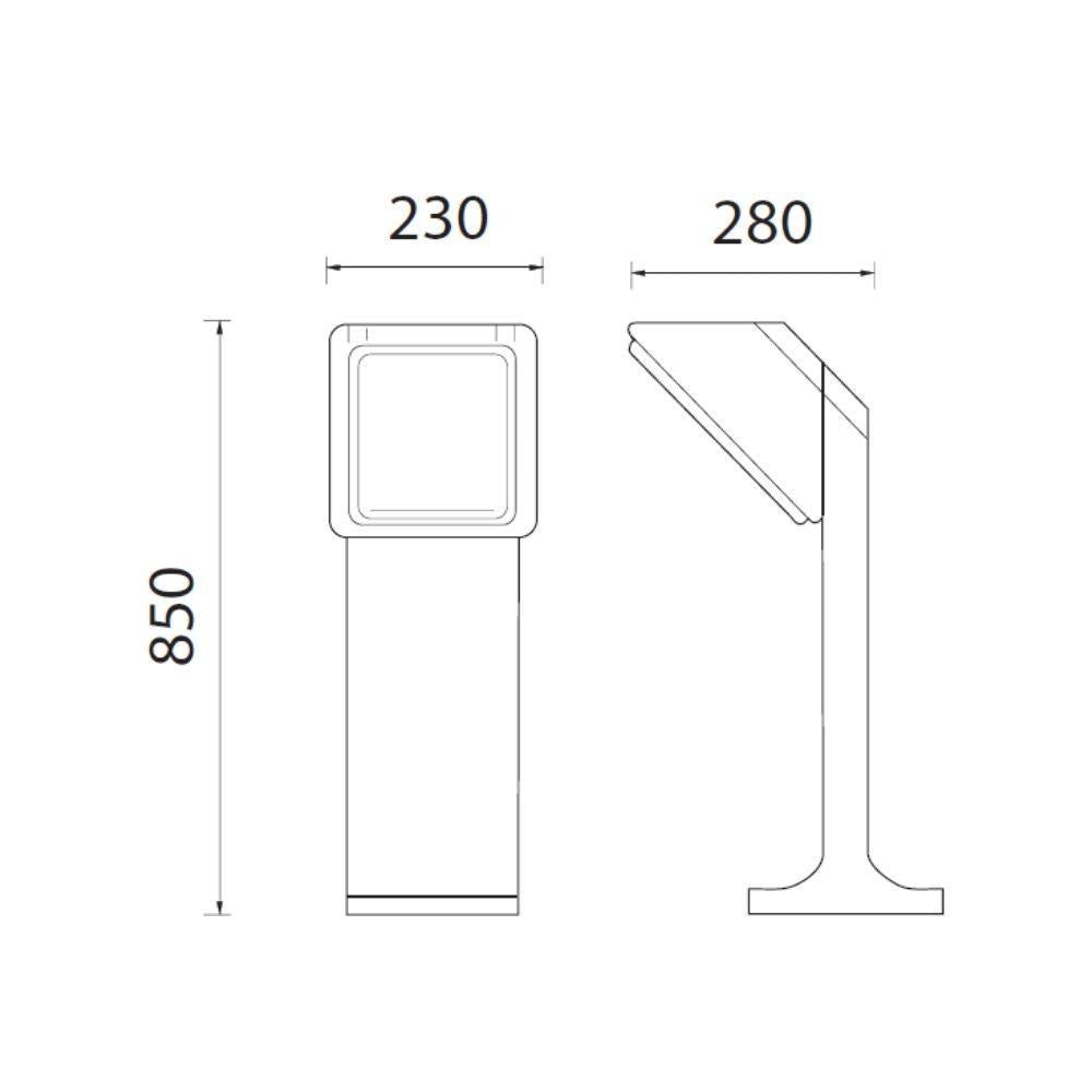 Boluce BL-2096 SELECTA - Exterior Small 850mm Single Bollard Light With Grille IP54 Black-Boluce-Ozlighting.com.au