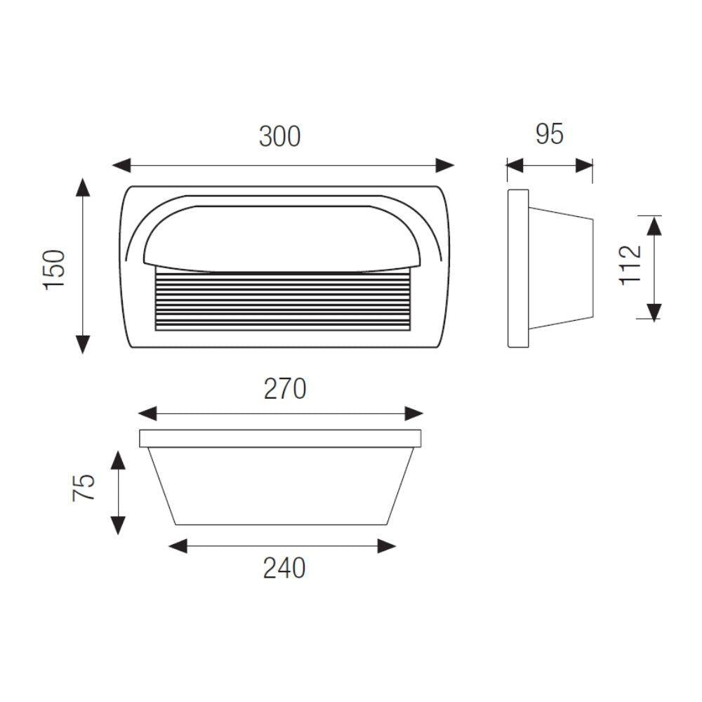 Boluce BL-4811 IPSE - Exterior Medium Recessed 10W LED Brick light with Eyelid IP54 Silver 4000K-Boluce-Ozlighting.com.au