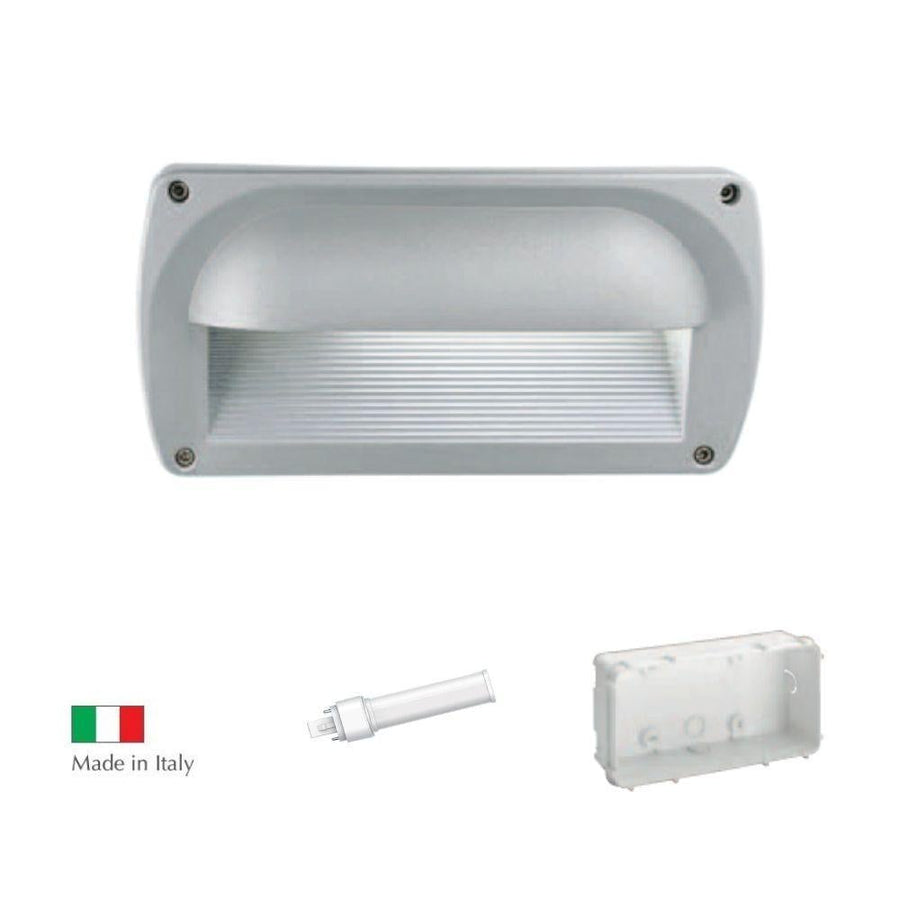 Boluce BL-4811 IPSE - Exterior Medium Recessed 10W LED Brick light with Eyelid IP54 Silver 4000K-Boluce-Ozlighting.com.au