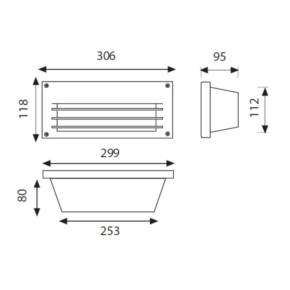 Boluce BL-8051 IPSE - Exterior Large Recessed Brick light with Grilled Eyelid IP54 Silver-Boluce-Ozlighting.com.au