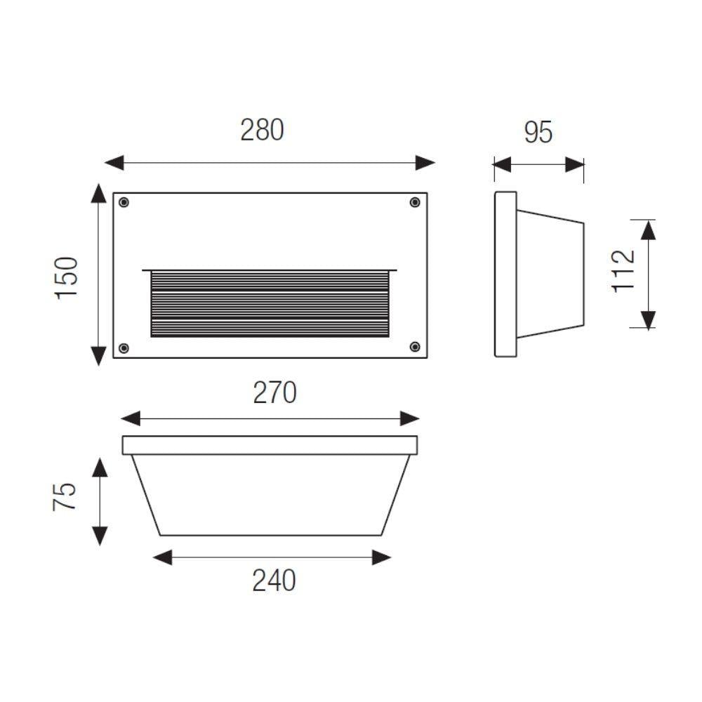 Boluce BL-8052 IPSE - Exterior Medium Recessed Brick light with Plain Eyelid IP54 Silver-Boluce-Ozlighting.com.au