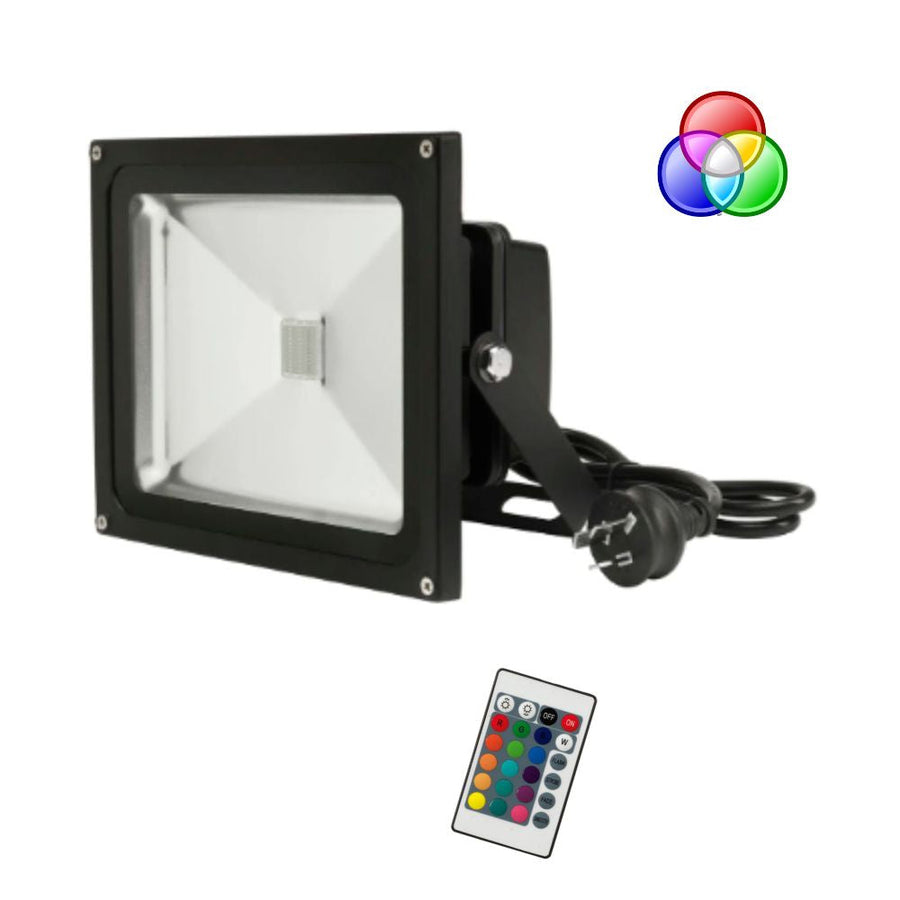 Brilliant AVENGER - 30W LED RGB Colour Changeable Exterior DIY Floodlight With Remote IP65-Brilliant Lighting-Ozlighting.com.au