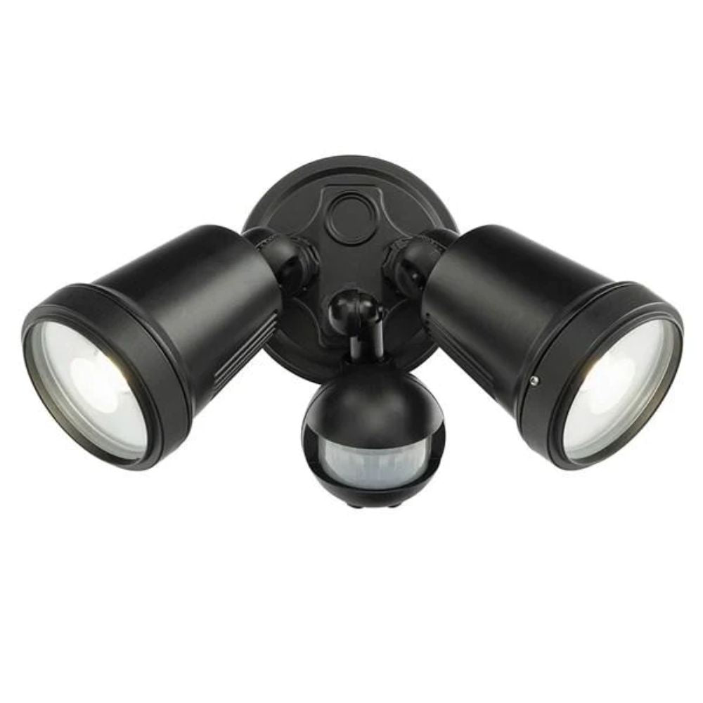 Brilliant HUNTER-TRIO - 22W LED Tri-Colour Twin Head Exterior Spotlight With Sensor IP44-Brilliant Lighting-Ozlighting.com.au