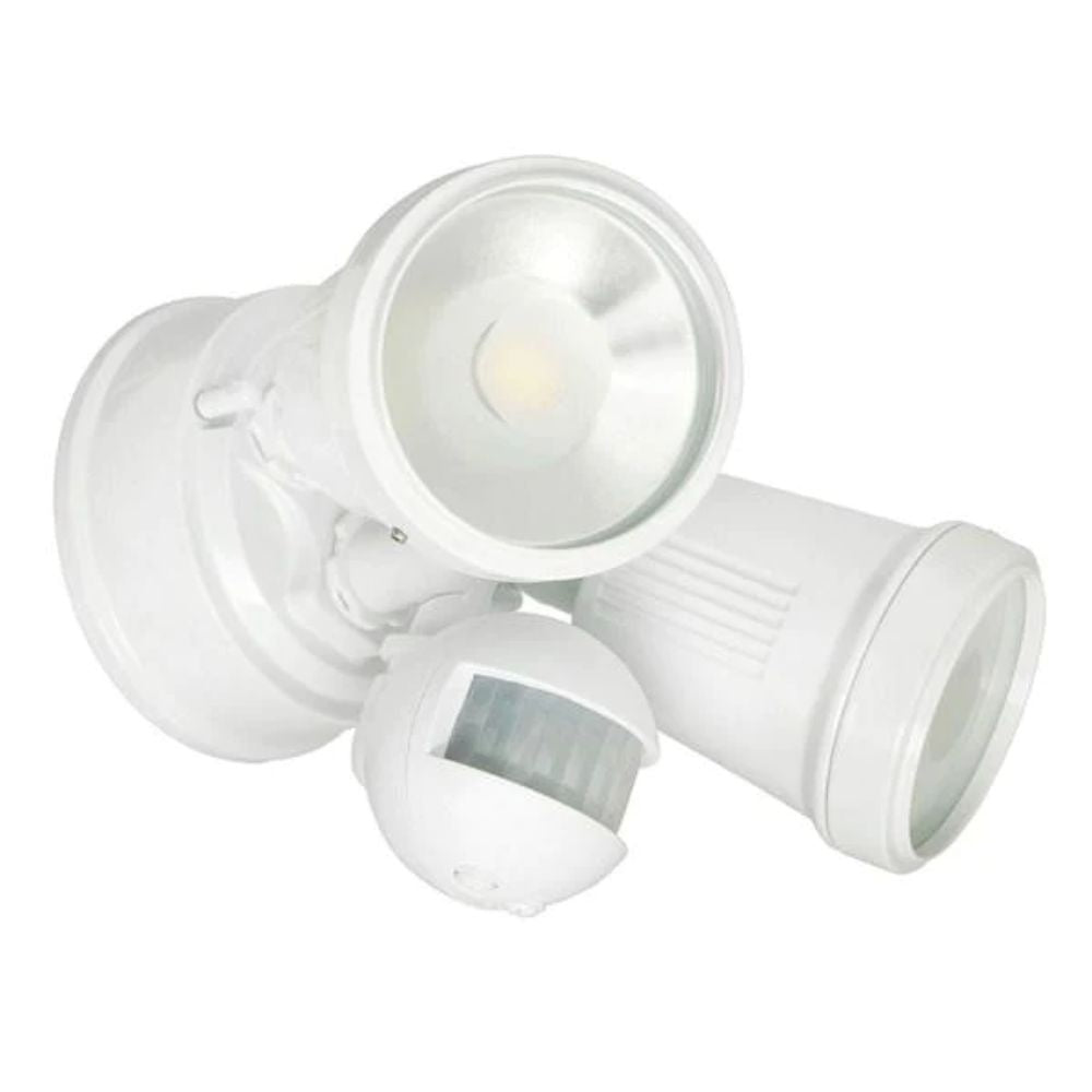 Brilliant HUNTER-TRIO - 22W LED Tri-Colour Twin Head Exterior Spotlight With Sensor IP44-Brilliant Lighting-Ozlighting.com.au