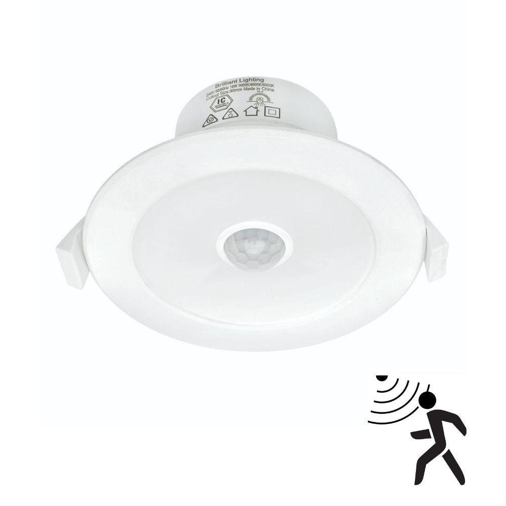 Brilliant LUMASCAN - Round 9W Colour Switchable LED Downlight with PIR Sensor IP44-Brilliant Lighting-Ozlighting.com.au