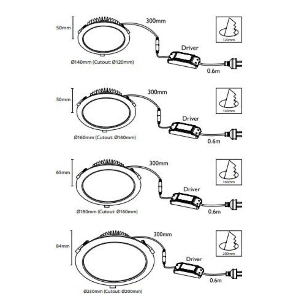 Brilliant RAMSIS - 13W/15W/18W/24W LED Tri-Colour Dimmable Flat Face Downlight IP44 - - Tri-Colour-Brilliant Lighting-Ozlighting.com.au