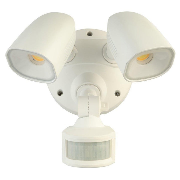 Brilliant SHIELDER - 2x10W LED Twin Head Adjustable Exterior PC Spotlight With Sensor IP54 - 4200K-Brilliant Lighting-Ozlighting.com.au