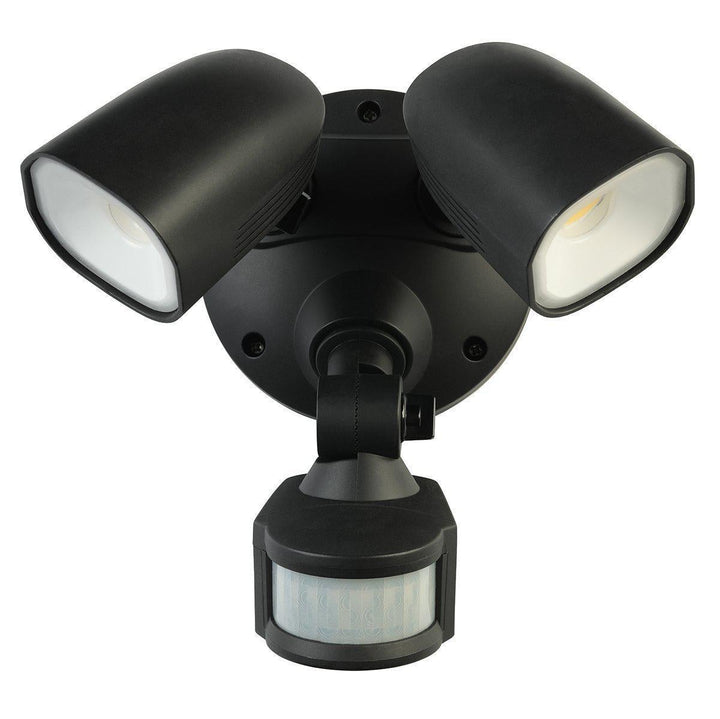 Brilliant SHIELDER - 2x10W LED Twin Head Adjustable Exterior PC Spotlight With Sensor IP54 - 4200K-Brilliant Lighting-Ozlighting.com.au