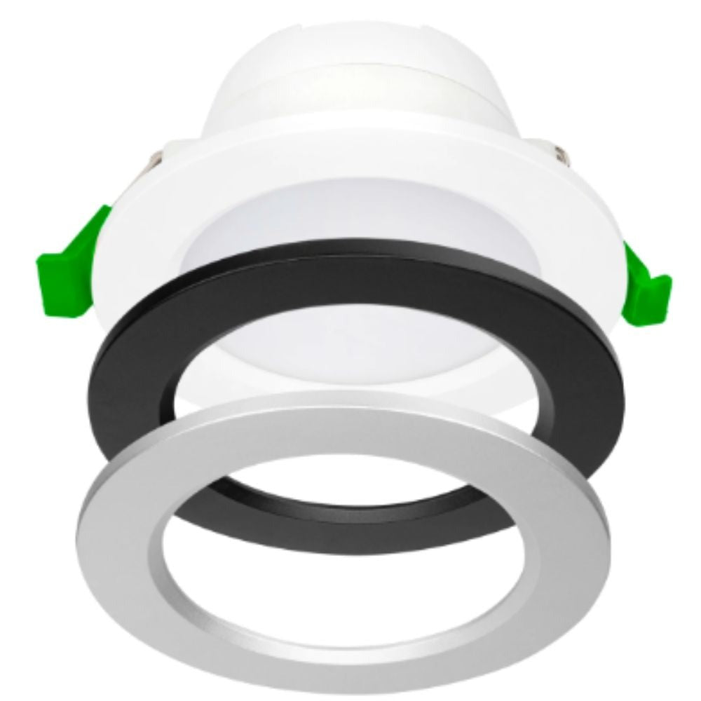 Brilliant UNI TRIO - 8W LED Tri-Colour Dimmable Flat Face Downlight With Interchangeable Colour Trims IP44-Brilliant Lighting-Ozlighting.com.au