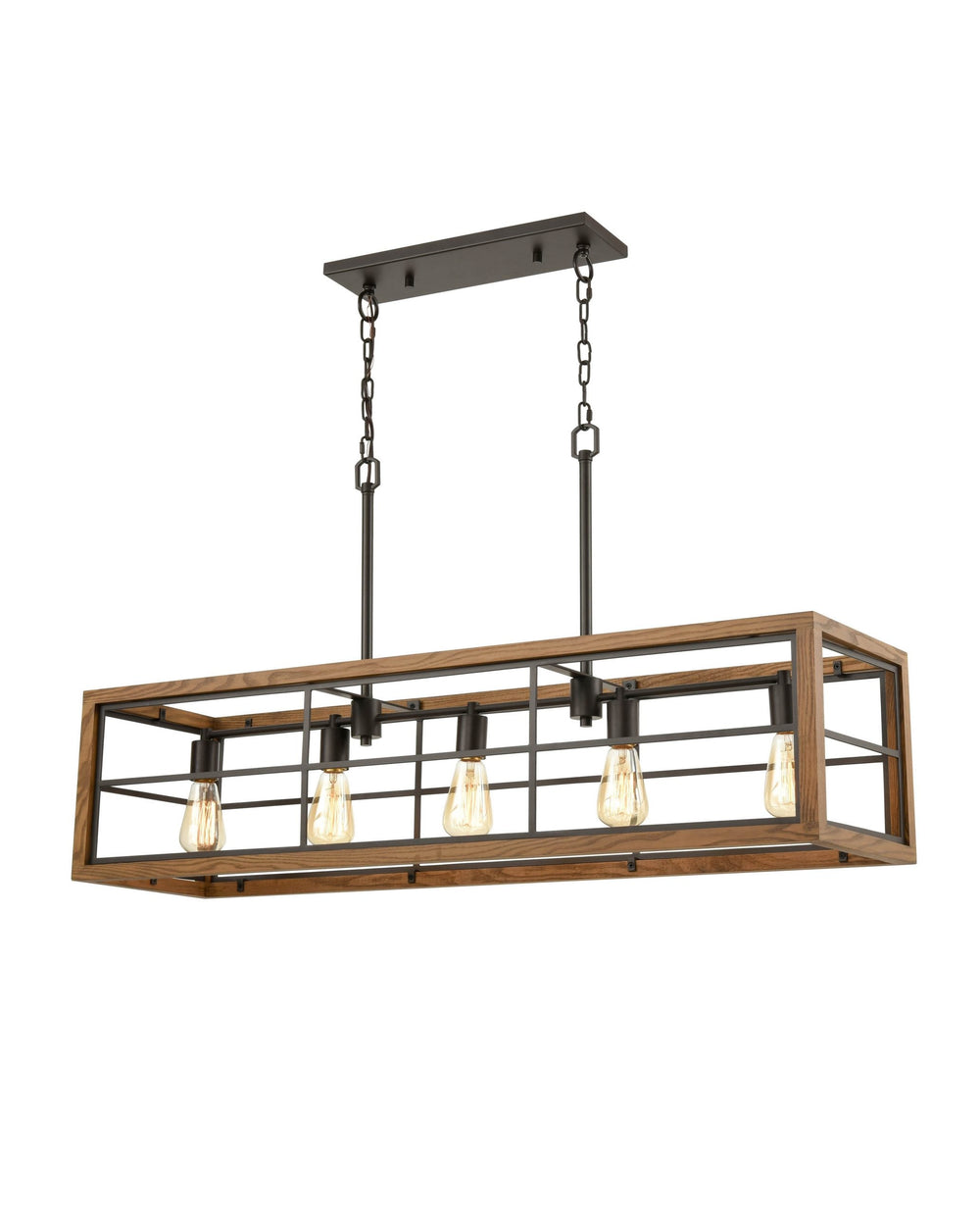 CLA BANQUET - 5 Light Rectangular Wood Frame Pendant-CLA Lighting-Ozlighting.com.au