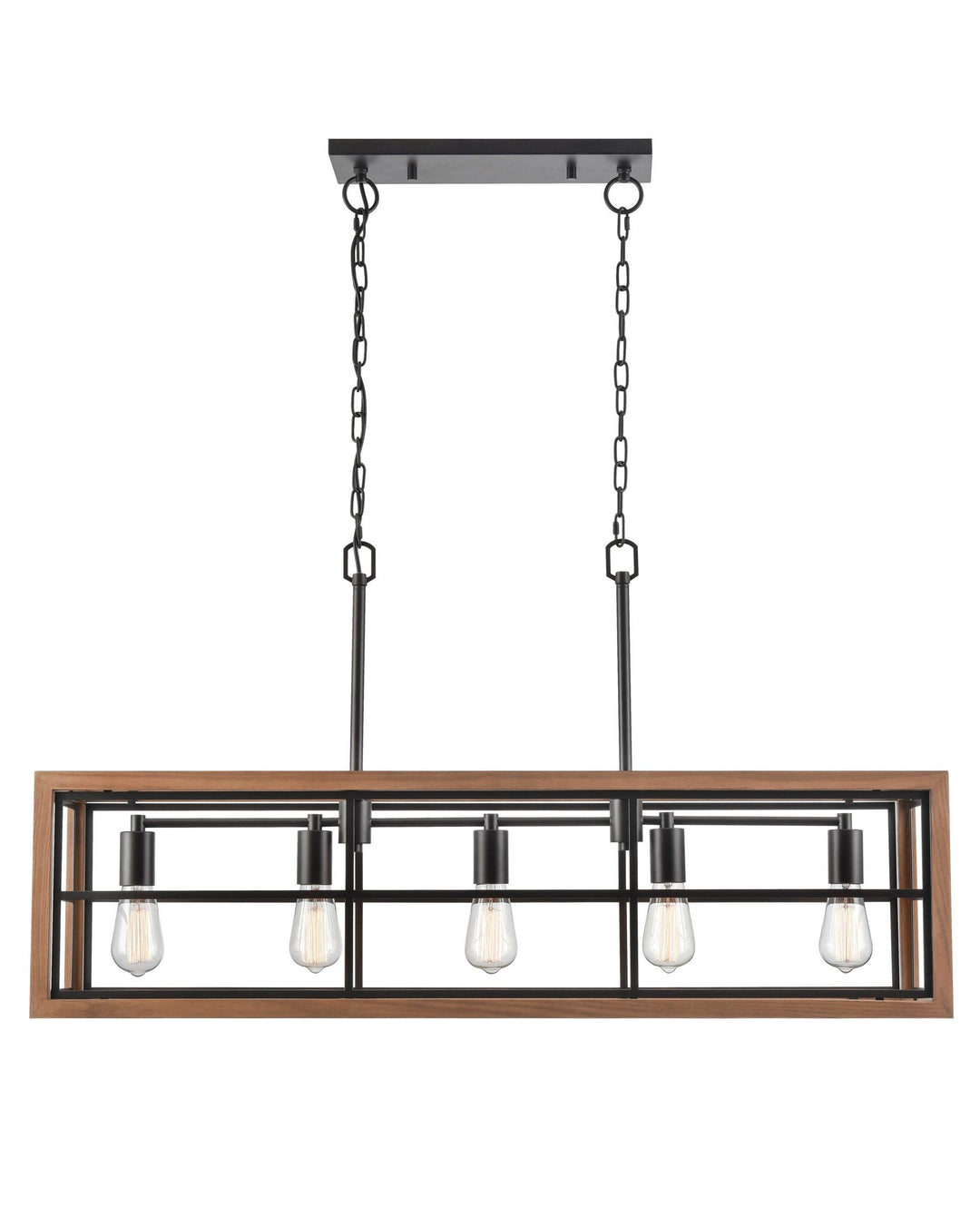 CLA BANQUET - 5 Light Rectangular Wood Frame Pendant-CLA Lighting-Ozlighting.com.au