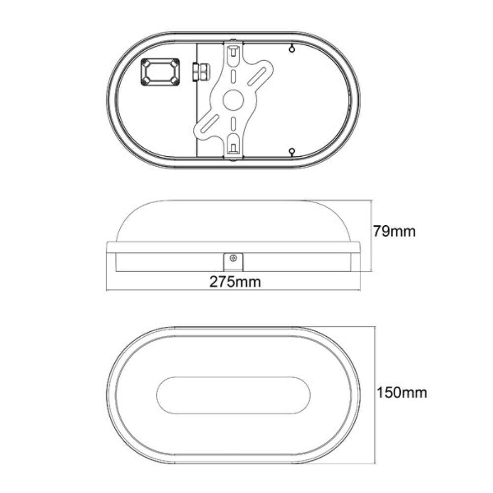 CLA BULK - 20W LED Exterior Plain Oval Bunker Light With Interchangeable Cage Cover IP65-CLA Lighting-Ozlighting.com.au