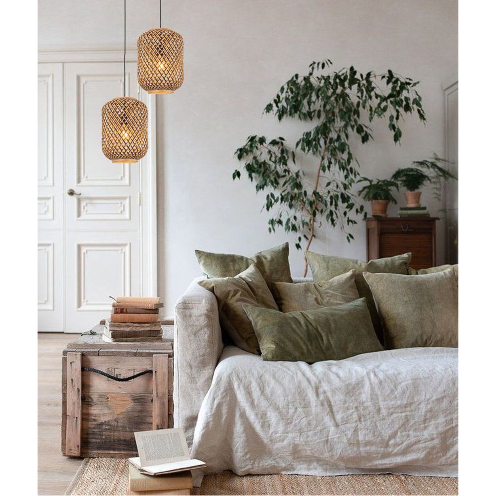 CLA CESTA - 1 Light Interior Cylinder Bamboo Cage Pendant Light IP20-CLA Lighting-Ozlighting.com.au