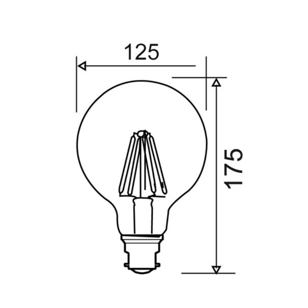 CLA GLOBE-G125 - 8W LED Dimmable G125 Spherical Shape Filament Frosted Glass Globe-CLA Lighting-Ozlighting.com.au