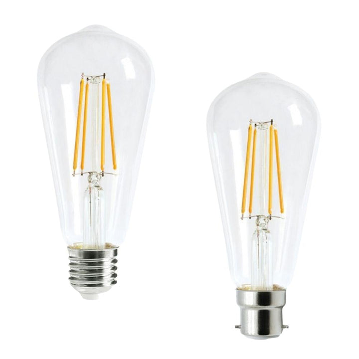 CLA GLOBE-ST64 - 8W LED Dimmable Pear Shape Filament Clear Globe - B22/E27-CLA Lighting-Ozlighting.com.au