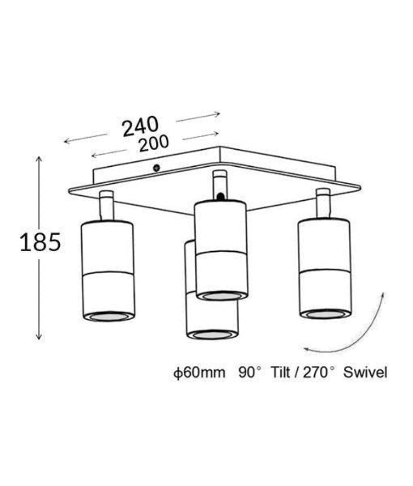 CLA PG4SQ - 4xGU10 4 Light Square Adjustable Spot Light IP44-CLA Lighting-Ozlighting.com.au