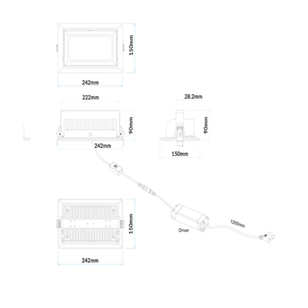 CLA SHOPTRI - 35W LED Tri-Colour Dimmable Recessed Shop Lighter Downlight IP20-CLA Lighting-Ozlighting.com.au