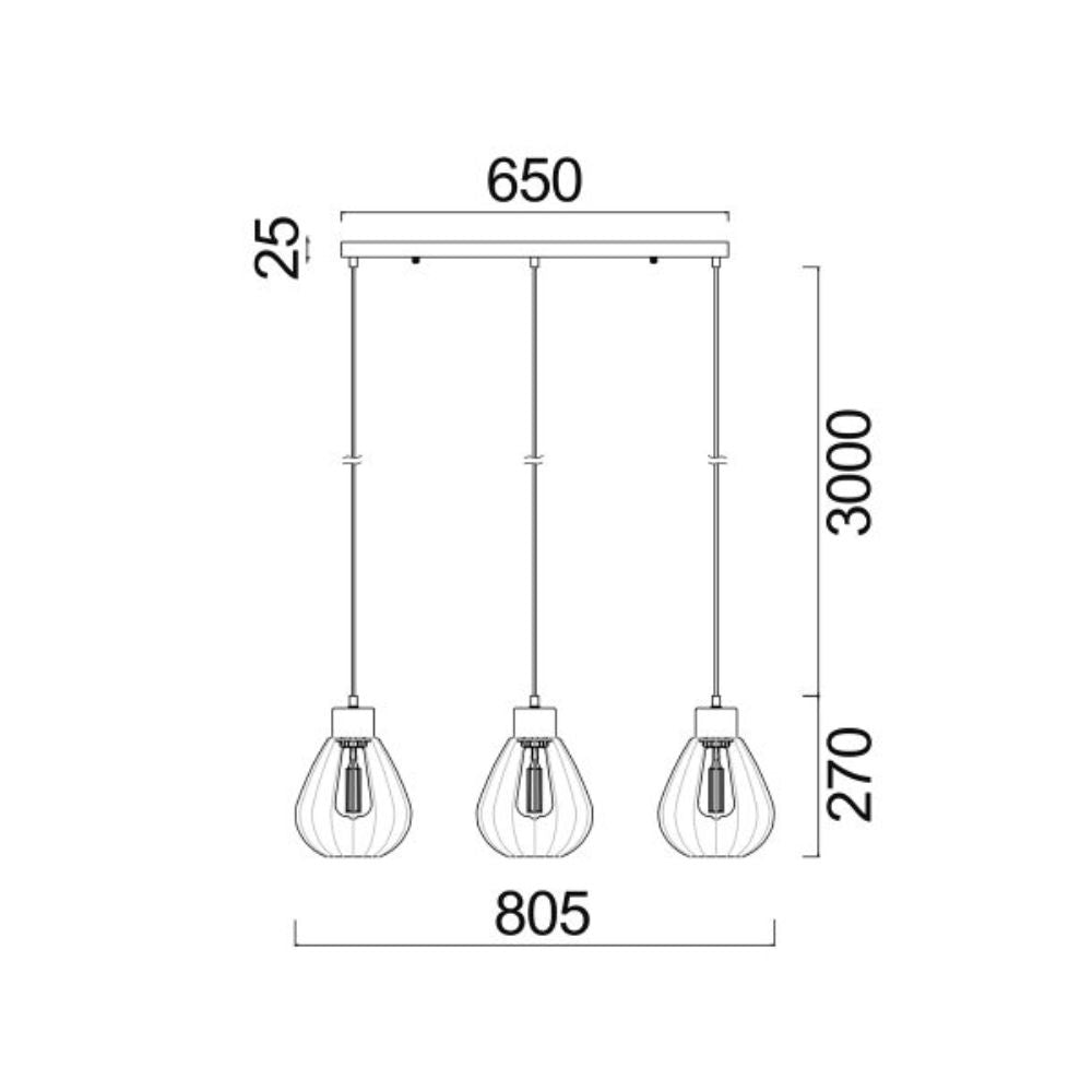 CLA TULIP - 1/3 Light Interior Wine Glass Ribbed Pendant Lights-CLA Lighting-Ozlighting.com.au