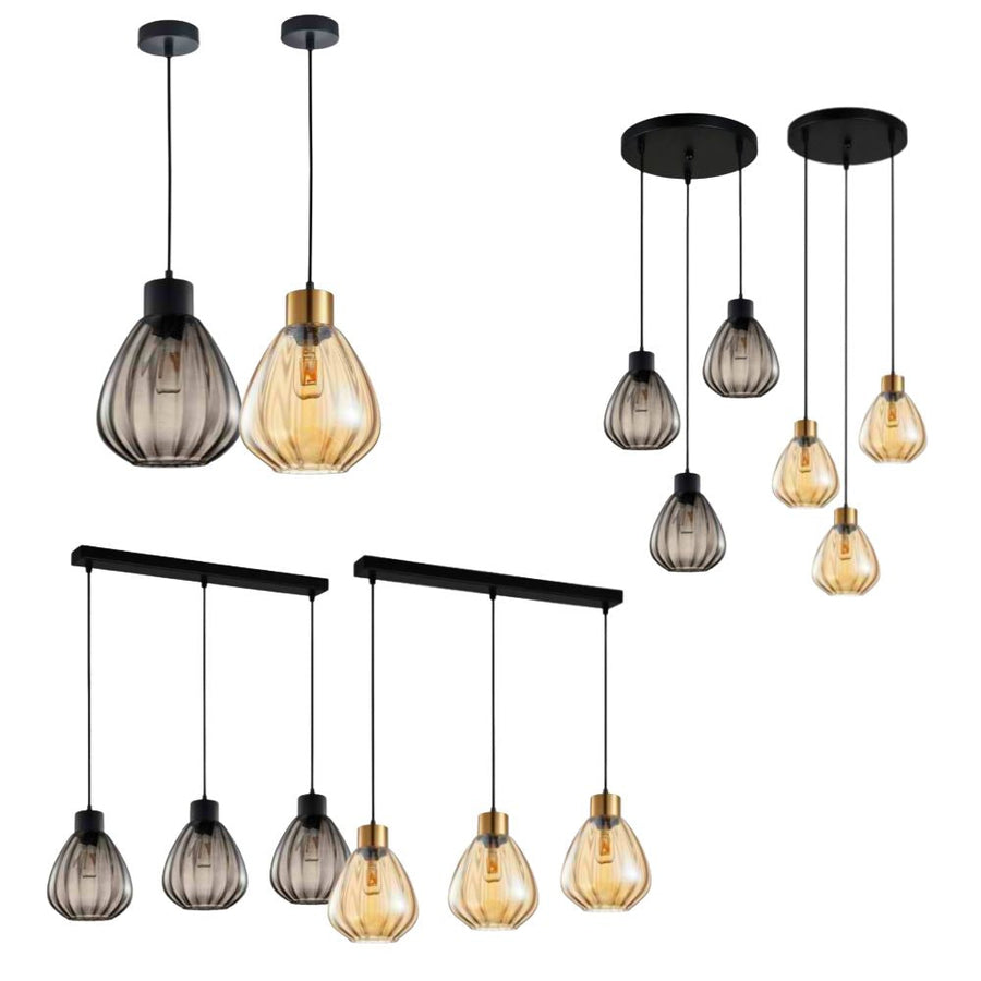 CLA TULIP - 1/3 Light Interior Wine Glass Ribbed Pendant Lights-CLA Lighting-Ozlighting.com.au