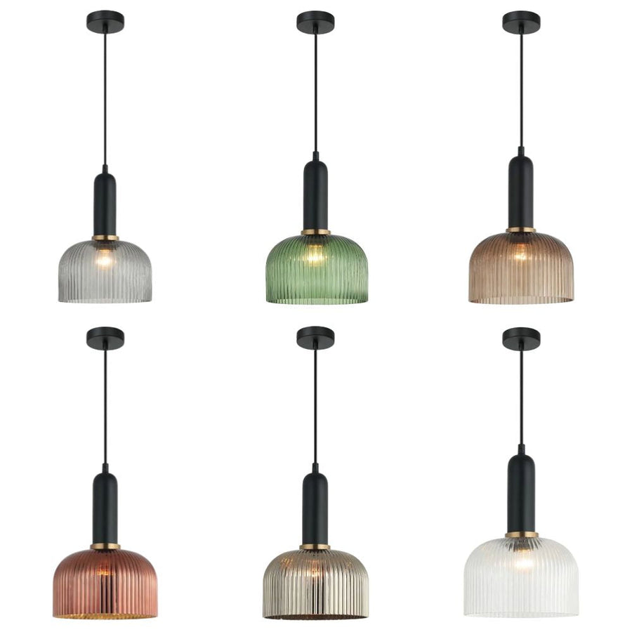 CLA VINTAJ - 1 Light Dome Ribbed Glass Pendant Lights-CLA Lighting-Ozlighting.com.au