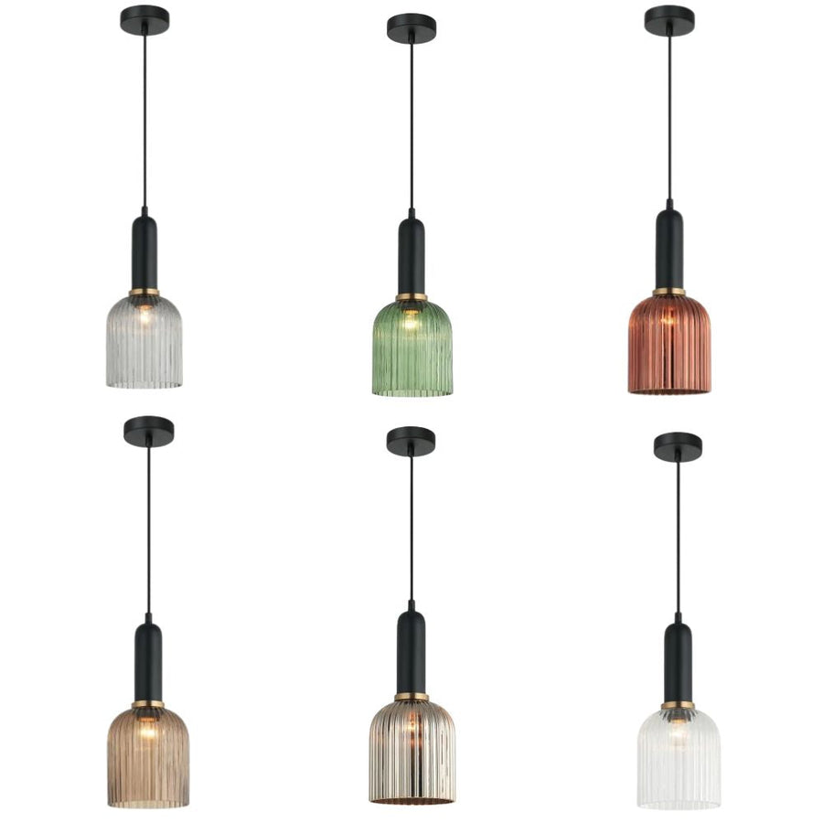 CLA VINTAJ - 1 Light Ellipse Ribbed Glass Pendant Lights-CLA Lighting-Ozlighting.com.au