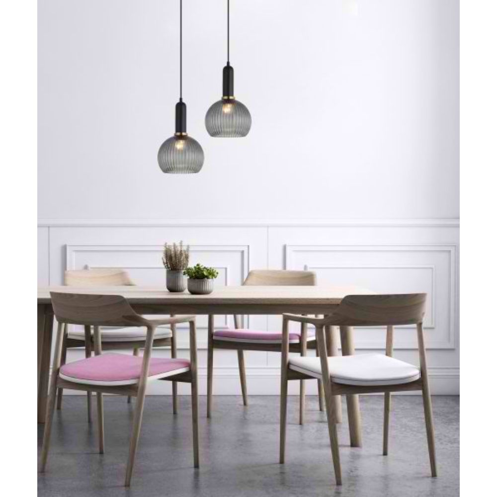 CLA VINTAJ - 1 Light Wine Glass Ribbed Glass Pendant Lights-CLA Lighting-Ozlighting.com.au