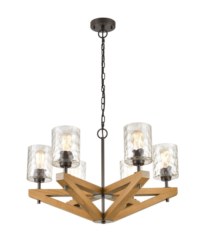 CLA VOTIF - 6 Light Wooden Candelabra Pendant-CLA Lighting-Ozlighting.com.au