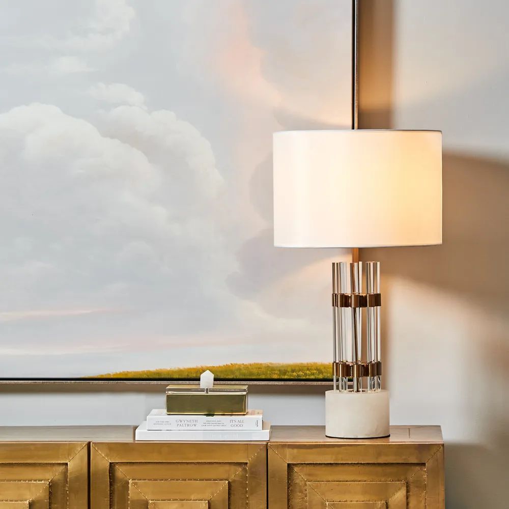 Cafe Lighting ABBEY - Glass & Marble Table Lamp-Cafe Lighting-Ozlighting.com.au