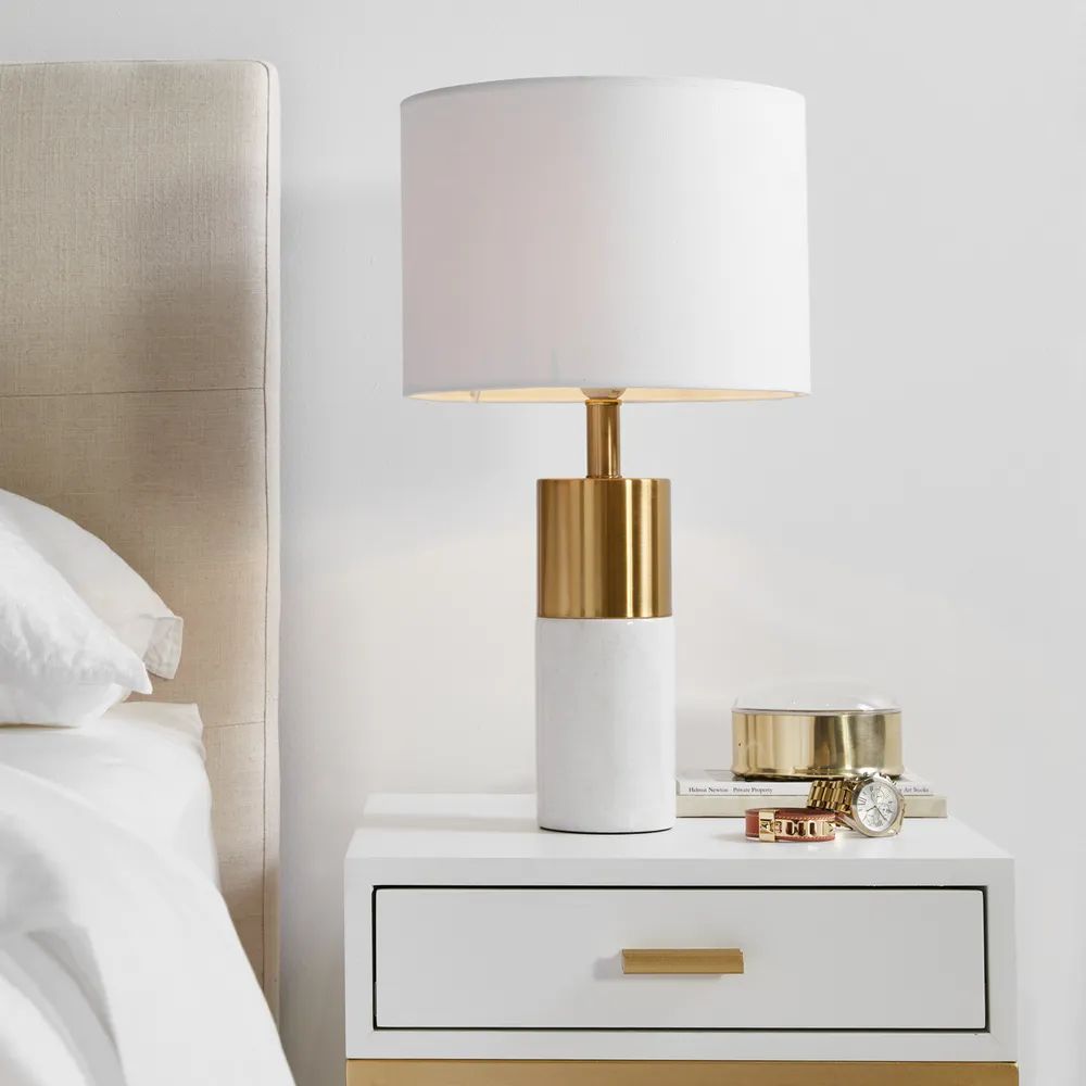 Cafe Lighting LANE - White Marble And Metal Table Lamp-Cafe Lighting-Ozlighting.com.au