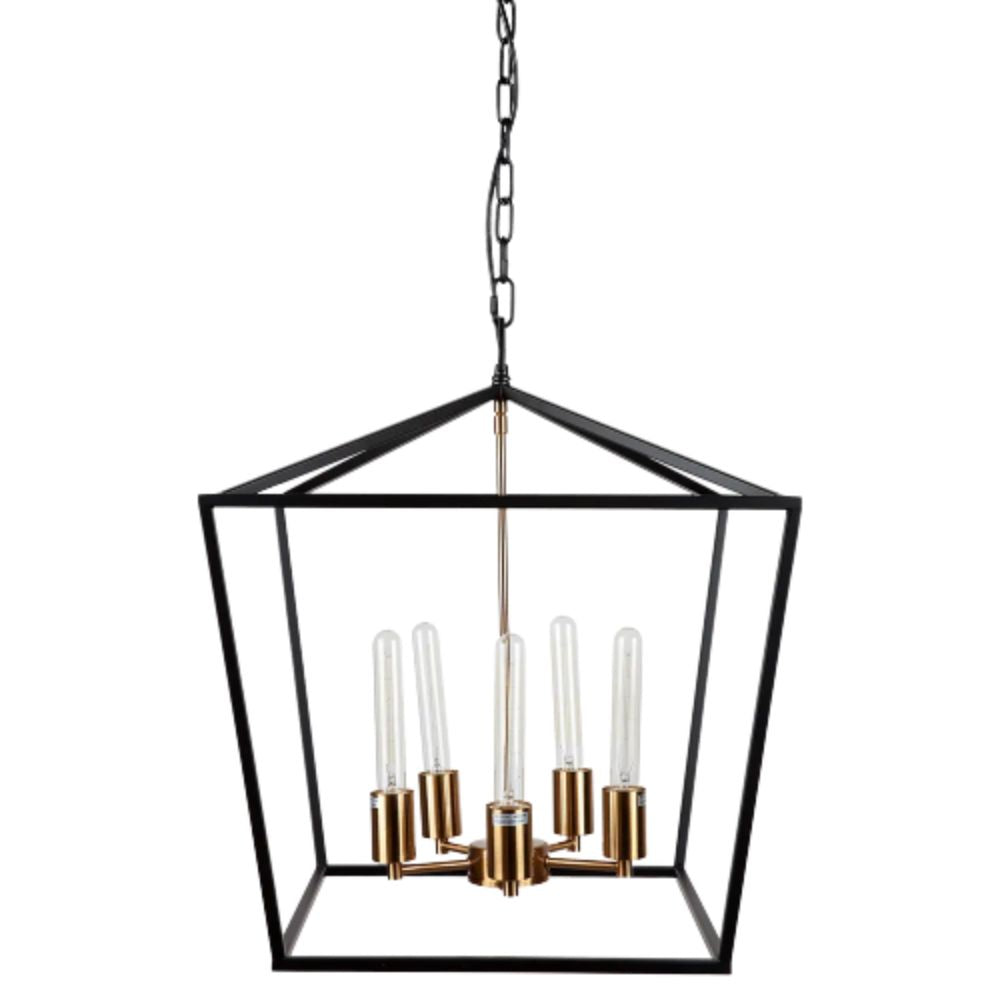 Cafe Lighting LE MANS - 5 Light Medium/Large Cage Lantern Pendant-Cafe Lighting-Ozlighting.com.au