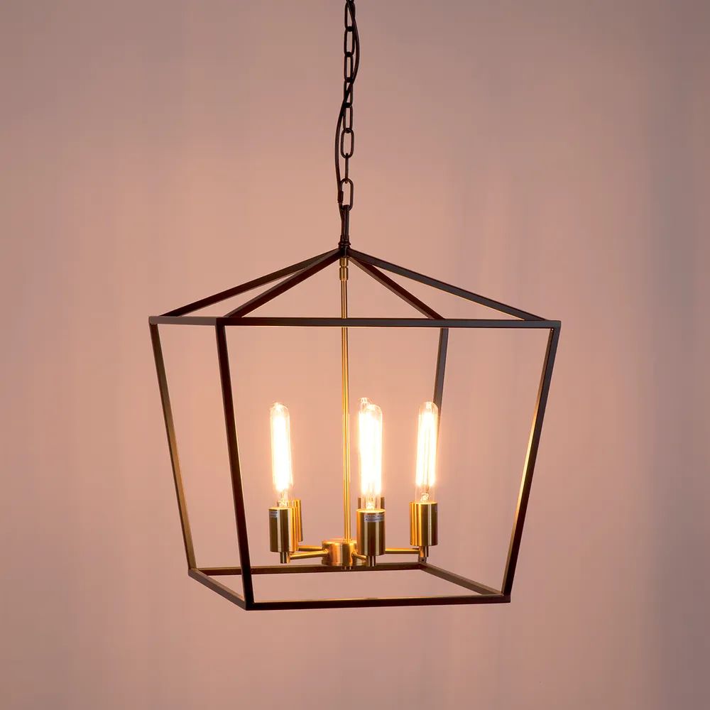 Cafe Lighting LE MANS - 5 Light Medium/Large Cage Lantern Pendant-Cafe Lighting-Ozlighting.com.au