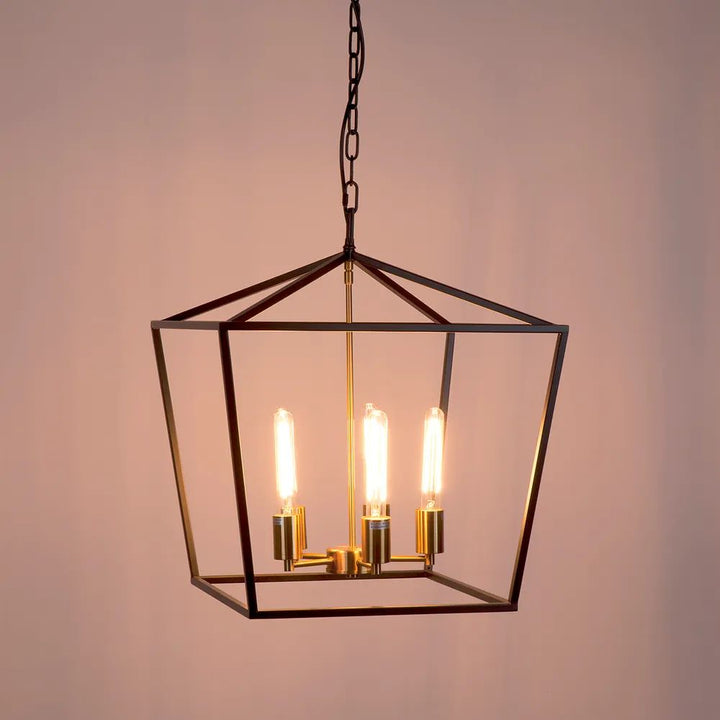 Cafe Lighting LE MANS - 5 Light Medium/Large Cage Lantern Pendant-Cafe Lighting-Ozlighting.com.au