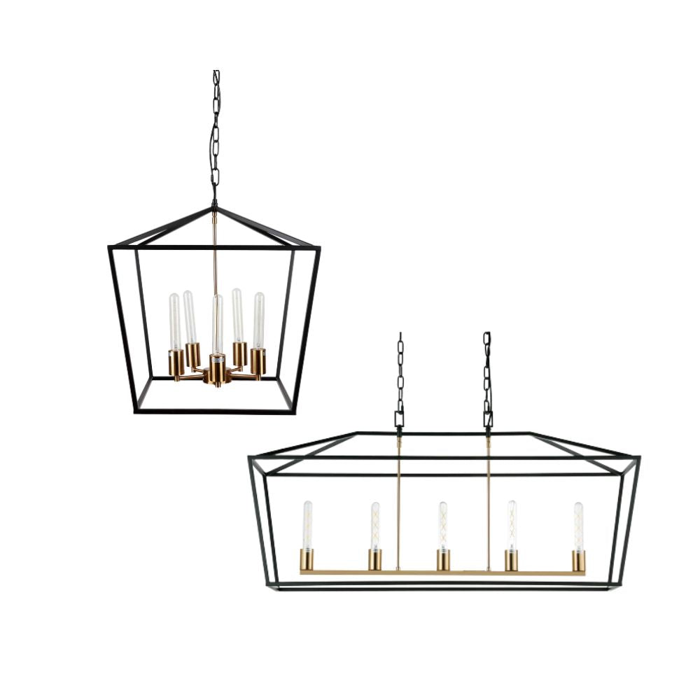 Cafe Lighting LE MANS - 5 Light Medium/Large Cage Lantern Pendant-Cafe Lighting-Ozlighting.com.au